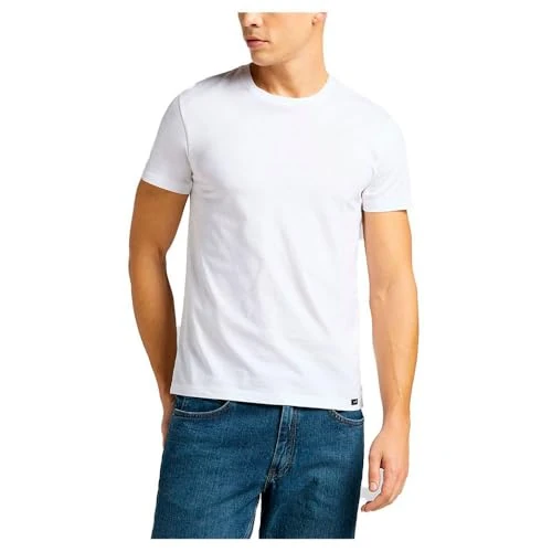 Lee Mens Twin Pack Crew T-Shirts, White, XXL