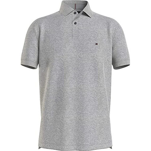 Tommy Hilfiger Uomo Maglietta Polo Maniche Corte 1985 Regular Fit, Grigio (Medium Grey Heather), XL
