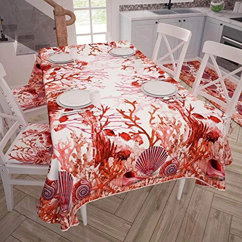 PETTI Artigiani Italiani Stain Resistant Tablecloth, 100% hypoallergenic microfibre, Red Coral, X24 Posti (140x450 cm)