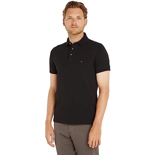 Offerta a tempo: Tommy Hilfiger Maglietta Polo Maniche Corte Uomo 1985 Slim Fit, Nero (Black), L - 40% da 79.90 € a 47.99 €