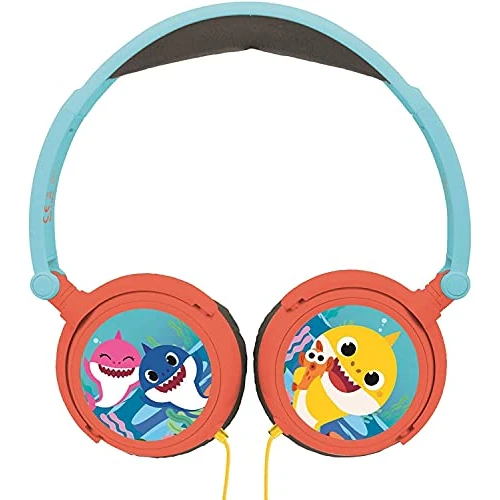 Lexibook, Baby Shark, Cuffie stereo, volume sicuro per bambini, pieghevoli e regolabili, blu/arancio, HP015BS
