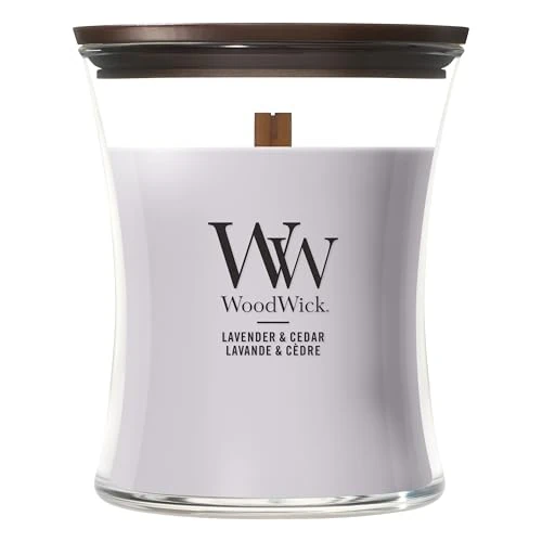 Offre limitée : WoodWick bougie parfumée moyenne avec mèche en bois crépitante | Lavande et Cèdre | Jusqu'à6pk0 heures de combustion de 28.90 € à 28.90 € (0.00% de remise)