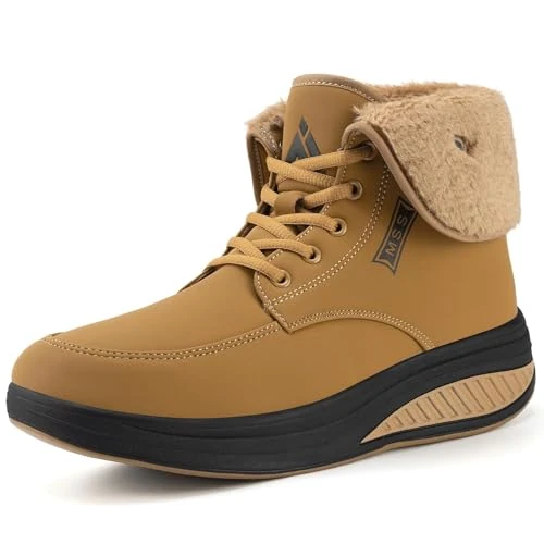 Mishansha Stivali da Neve da Donna Antiscivolo Scarponcino Invernali Piattaforma Stivali Fitness Scarpe Dimagranti giallo 38