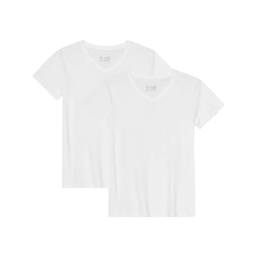 Oferta limitowana: Damskie koszulki DANISH ENDURANCE, Bluzki dla kobiet z Bawełny Organicznej, Wielopak, Topy z Okrągłym Dekoltem lub w Serek, Krótki Rękaw, Miękka Mieszanka Premium, 2-pak, V-Neck - Biały, M z 149.95 zł na 149.95 zł (oszczędź 0.00%)