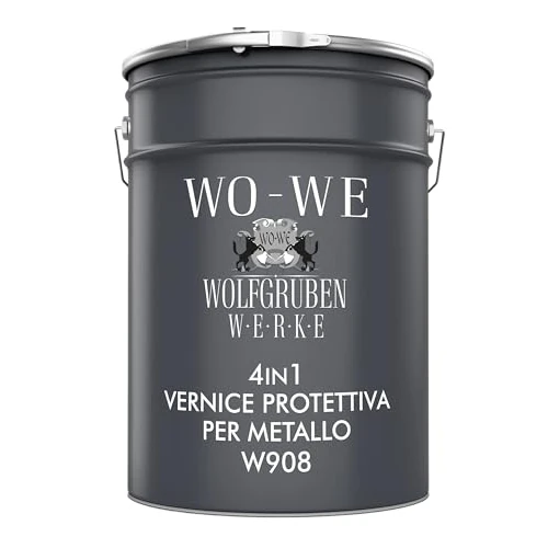 WO-WE Vernice Metallo 3 in 1 Smalto Antiruggine a solvente Ferro W908 Verde abete - 5L