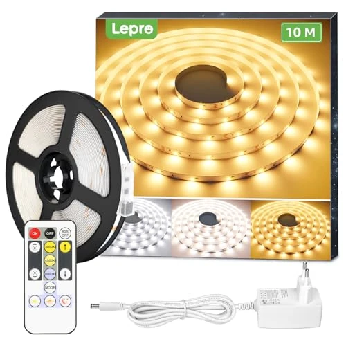 Lepro LED Strip 10 m, LED Strip Fairy Lights Dimmable Warm White to Cool White (3000 K - 6000 K), White Ribbon Lights, White Light Strip Light, DIY Light Strip Strip, Chain Stripes for Party Christmas Decoration
