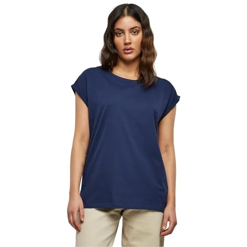 URBAN CLASSICS t-shirt da Donna con Manica Arrotolata, Maglietta a Maniche Corte da Donna in Cotone, Tee Shirt con Scollo Rotondo e Spalle Arrotondate, Colore: Rosso Ciliegia, Taglia: XXL