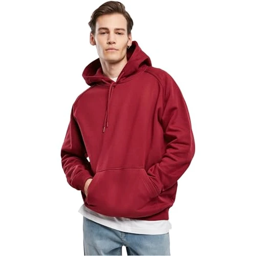 Urban Classics Herren Blank Hoody – Locker Geschnittener Kapuzenpullover mit Kängurutasche und Verstellbarer Kapuze für Freizeit Alltag Sport und Streetwear,Burgundy,S
