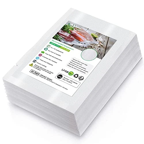 Tijdelijke aanbieding: Vacuüm Voedsel Sealer Zakken 20x30cm 100 Zakken Commerciële Grade Getextureerde Voedsel Vacuüm Sealer Zak Dikke Reliëf Zakken Upgrade Ontwerp Pre-Cut Tas BPA Gratis voor Voedsel Opslag Sous Vide Koken van 18.99 EUR naar 18.99 EUR (korting 0%)
