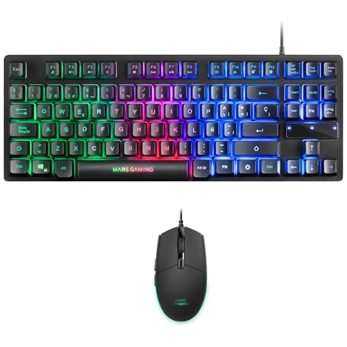 Offerta a tempo: Mars Gaming MCPTKLES, Lingua Spagnola, RGB Combo Tastiera & Mouse 3200DPI, TKL Design - 15% da 18.90 € a 16.07 €