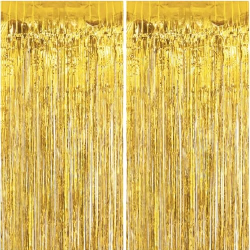 Offerta a tempo: Tende Metalliche Oro, Orpelli e Festoni Lamina Frangia per Sfondo Fotografico e Decorazioni Festa Compleanno -2Pz- - 0.00% da 7.95 € a 7.95 €