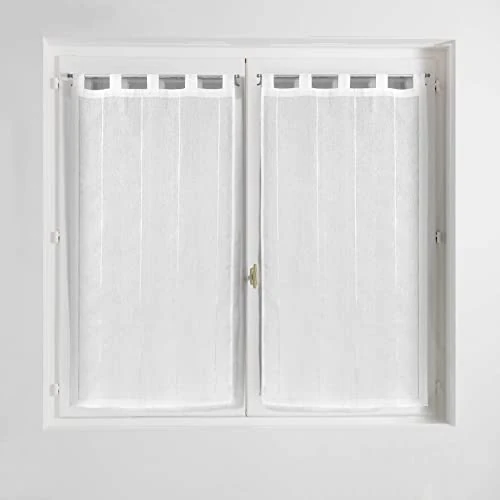 Offerta a tempo: Douceur d'intérieur, Coppia di Tende con Passanti (2 x 90 x 120 cm), Linahe Bianco, Vela sabbiata con Fili di ciniglia - 36% da 18.81 € a 11.99 €