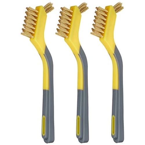 Limited offer: Amazon Basics Brass Mini Brushes for Cleaning, Soft Grip, 1/2 inch, Yellow/Grey, 3-Pack from 5.50 EUR to 5.50 EUR (save 0%)