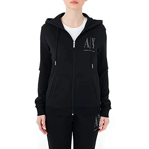 Limited-time offer: Armani Exchange Women's Studded Icon Zip Up Hooded Sweatshirt Hooded Sweatshirt, black, XS from 100.00 £ to 100.00 £ (save 0.00%)