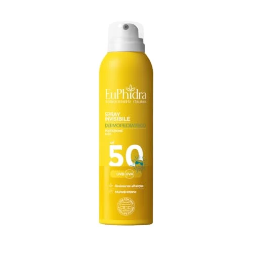 Offerta a tempo: EUPHIDRA, Spray Solare Bambini SPF 50 Protezione Alta Dermopediatrica, Finish Invisibile No Effetto Bianco, Con Pantenolo e Polifenoli Antiossidanti, Idratazione Intensa Pelle Sensibile, 200 ml - 39% da 24.90 € a 15.23 €