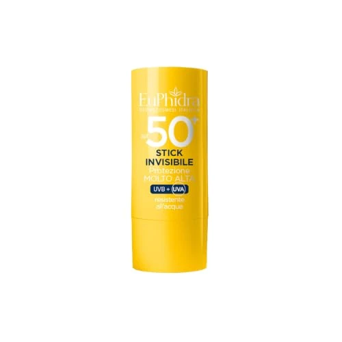 Offerta a tempo: EUPHIDRA, Stick Solare Zone Sensibili SPF 50+ Protezione Molto Alta per Viso, Labbra, Cicatrici e Nei, Con Vitamina E, Trasparente senza Aloni Bianchi, Ipoallergenico, Resistente all’Acqua, 8 ml - 40% da 11.90 € a 7.14 €