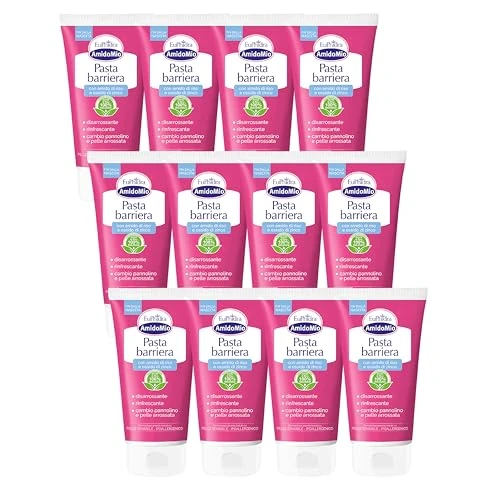 Euphidra – AmidoMio Barrierepaste, 12er-Pack à 150 ml, schützende und beruhigende Wirkung mit Reisstärke aus 100% biologischem Anbau, geeignet für empfindliche und dünne Haut von Neugeborenen
