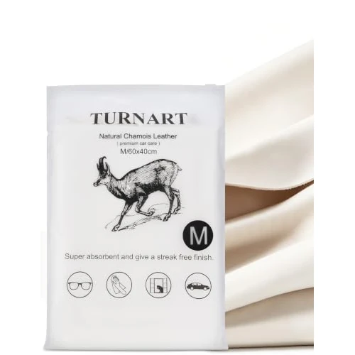 Offerta a tempo: Turnart Pelle di Daino per Auto, Naturale Asciugatura Magica Premium per Auto, Senza Lanugine, Senza Graffi (M/60x40cm) - 40% da 18.99 € a 11.39 €