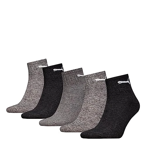 Puma Calcetines unisex (5 unidades), gris oscuro, gris medio y gris claro, 35-38