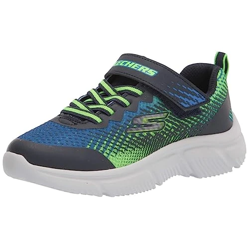 Skechers Boy's Go Run 650 Norvo Sneakers, Navy & Lime Textile/Navy Synthetic/Lime Tri, 4 UK Child