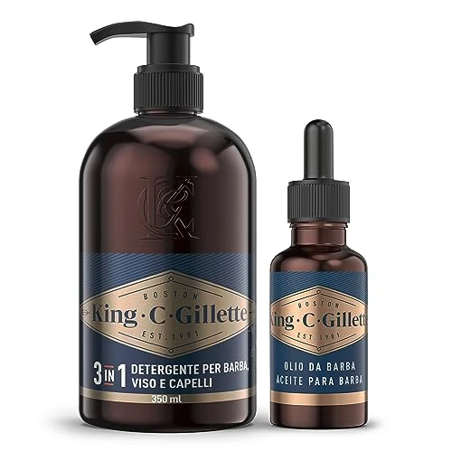 Oferta ograniczona: King C. Gillette MĘSKI zestaw do brody, z olejkiem do brody dla mężczyzn i DETERGENTÓW DO TWARZY MĘŻCZYZN i brody, zestaw 30 i 350 ml, do kompletnego zestawu do golenia, pomysł na prezent dla mężczyzn z 80.29 EUR na 80.29 EUR (znizka 0%)