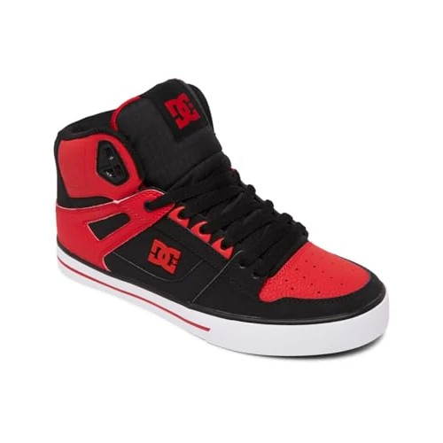 DC Shoes Pure Shoe Trainer voor heren, Vurig Rood Wit Zwart, 8 UK Narrow