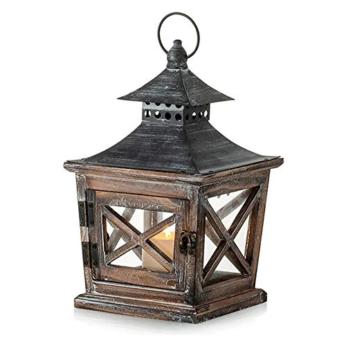 Oferta limitada: Nuptio Farol Navideño de Madera Velas: Farolillos de Vela Desgastados para Interiores, Portavelas de Metal Y Cristal Halloween Sala De Estar Chimenea Centros De Mesa Adornos, 27cm de Altura de 28.96 EUR a 23.17 EUR (ahorro 20%)
