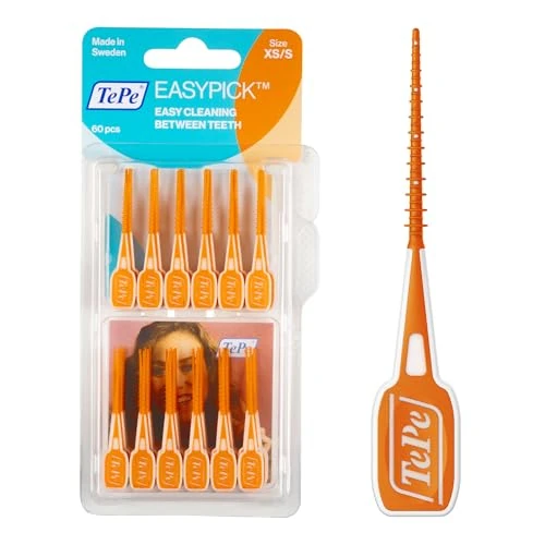 Offre limitee: TePe EasyPick Cure-dents, Orange, ISO XS-S, 60pcs, élimine la plaque dentaire, nettoyage efficace entre les dents, cure-dents éco-responsables pour les espaces très serrés, étui de voyage inclus de 7.99 EUR a 7.36 EUR (economie 8%)