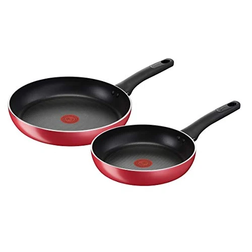 Lagostina Cucina Mediterranea - Juego de sartenes antiadherentes de aluminio Ø 24/28 cm, 2 piezas, batería de ollas de inducción, gas y horno, indicador de cocción Thermo-Signal, asas ergonómicas de