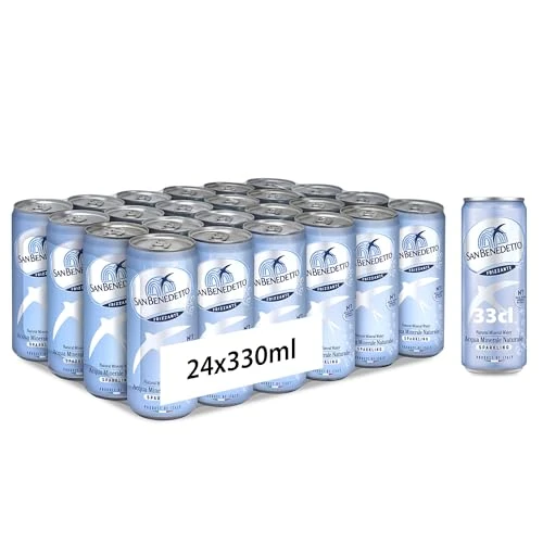 Acqua Minerale San Benedetto, Acqua minerale oligominerale Frizzante, Naturale, in Lattina, 24x33 cl