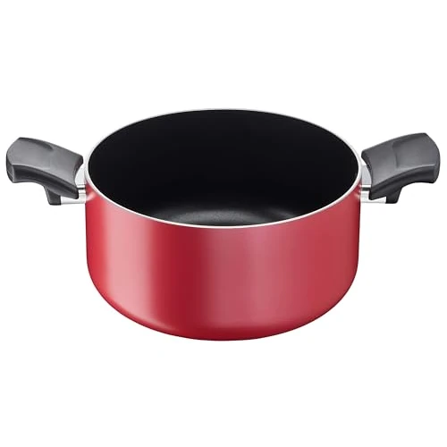 Lagostina śródziemnomorski garnek do smażenia z 2 uchwytami, powłoka nieprzywierająca, aluminium, Ø 24 cm, do płyt indukcyjnych, ze wskaźnikiem termicznym (czerwony)