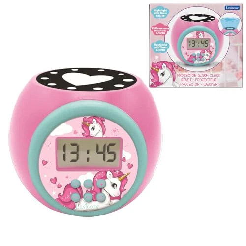 Offerta a tempo: Lexibook, Unicorno, Sveglia a proiettore con funzione snooze e sveglia, luce notturna con timer, schermo LCD, funzionamento a batteria, rosa, RL977UNI - 0.00% da 24.99 € a 24.99 €