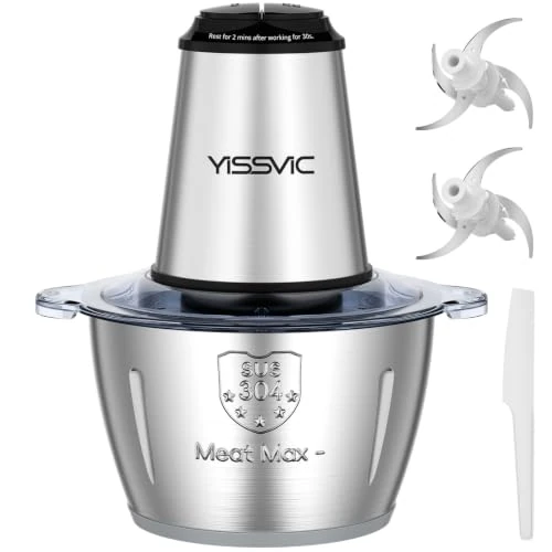 Oferta limitada: YISSVIC Picadora Eléctrica Picadoras de Carne 500W y Capacidad 2L Verduras y Frutas Minipicadoras de Alimentos con 2 Cabezales y 8 Cuchillas de 28.99 € a 28.99 € (ahorro 0.00%)