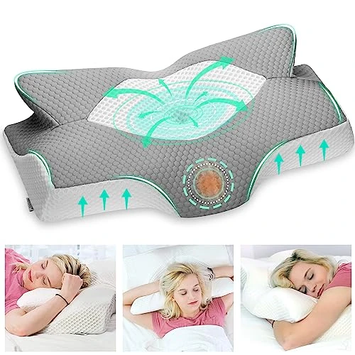 Offerta a tempo: Elviros Cuscino in Memory Foam Ortopedico Cervicale per Dolore al Collo Cuscino Ergonomico per Dolore alla Spalla Cuscino di Sostegno del Collo, Grigio, 64 x 12.5/10.5 x 38 cm - 0.00% da 49.99 € a 49.99 €