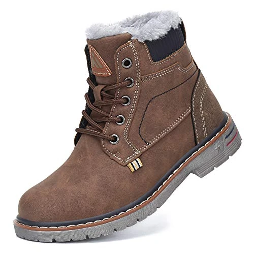 Mishansha Chaussures d'hiver doublées pour enfant garçon et fille, marron, 33 EU