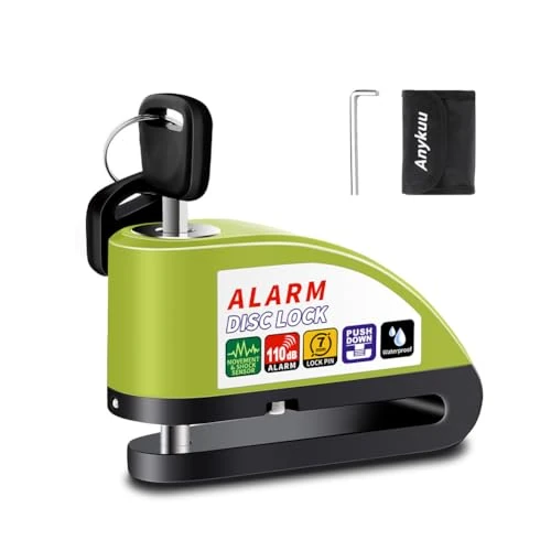 Oferta ograniczona: Anykuu Blokada tarczy hamulcowej, blokada motocykla, alarm 110 dB, głośny zamek tarczowy, blokada hamulca z kablem przypominającym o długości 1,5 m i torbą zamkową, zamek alarmowy do tarczy hamulcowej z 199.00 PLN na 199.00 PLN (zniżka 0%)