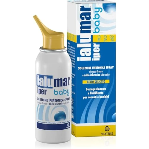 Ialumar Iper Baby, Soluzione Ipertonica Spray con Detto Delicato, a Base di Acido Ialuronico, Decongestionante e Fluidificante per Neonati e Bambini, 100 ml