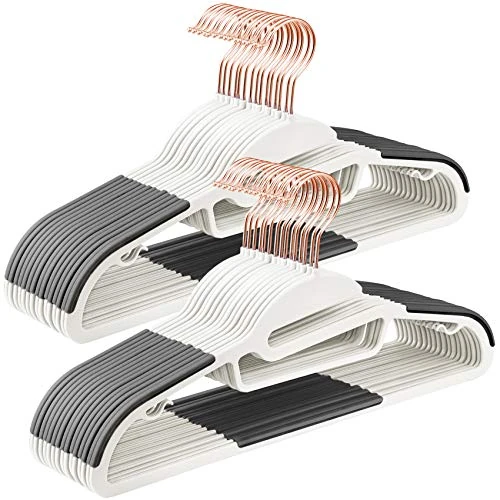 Offerta a tempo: SONGMICS Set di 30 Grucce in Plastica, Grucce con Apertura a Forma di S, Antiscivolo e Salvaspazio, Spesse 0.5 cm, Lunghe 41.5 cm, Gancio Girevole a 360° di Color Oro Rosa, Bianco e Grigio CRP043W01 - 25% da 21.99 € a 16.49 €