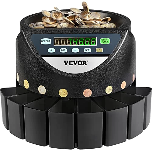Offerta a tempo: VEVOR Macchina Contamonete 500-1000 Monete in Euro Separatore per Monete Contamonete Velocità 300 pezzi/minuto Display a LED 7 Cifre Pannello Controllo 8 Cassetti, Tabaccheria, Scuole, Negozio, Banca - 24% da 105.90 € a 80.65 €