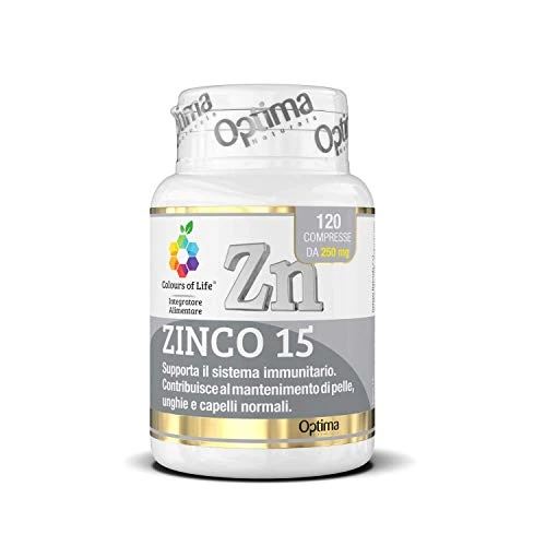Offerta a tempo: Colours Of Life Zinco 15 - Integratore Di Zinco - Minerale Essenziale Per L'Organismo - 120 Compresse - 15% da 8.75 € a 7.44 €