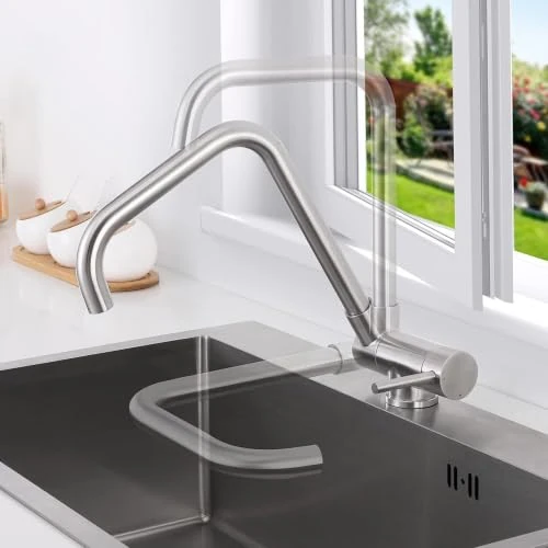 Tijdelijke aanbieding: Lonheo Klapbare Waterkraan Keuken, 360° Draaibaar, Keukenarmatuur met inklapbare, tegen ramen, 304 roestvrij staal wastafelarmatuur keuken, Mengkraan voor de keuken van 58.37 € naar 58.37 € (0.0% korting)