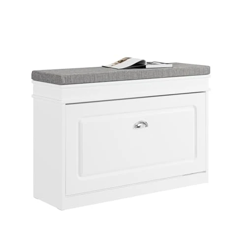 Offerta a tempo: SoBuy Scarpiera Salvaspazio Slim con Seduta - Panca Scarpiera da Ingresso Cassapanca Contenitore da Interno, Mobile Ingresso per Scarpe, Regolabile, 75x24x51 cm, Bianco, FSR82-L-W - 0.00% da 79.90 € a 79.90 €