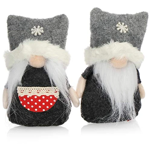 Tijdelijke aanbieding: COM-FOUR® 2x premium paar kerstelfjes maat S voor kerstversiering, Noordpoolfiguren als winterversiering, schattig hoekkrukje als kamerversiering of cadeau (Polar donkergrijs 12cm) van 5.99 EUR naar 5.99 EUR (korting 0%)