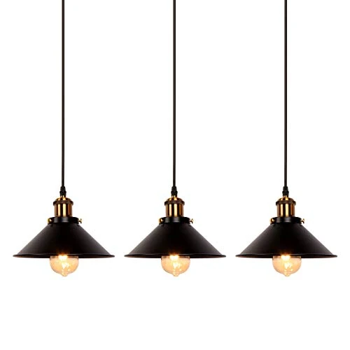 Offerta a tempo: Newrays 3 pezzi industriale retro ferro nero cucina ristorante bar balcone lampada a sospensione - 20% da 59.00 € a 46.99 €