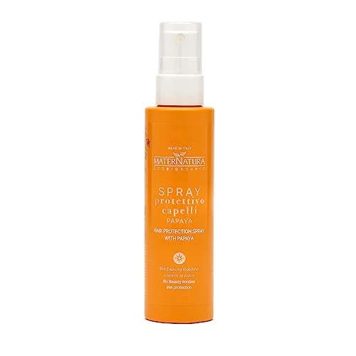 Offerta a tempo: Maternatura, Latte Spray Protettivo Capelli alla Papaya e Mango, con Filtri UV Termoprotettore Capelli da Sole, Vento, Sale e Cloro, Beauty Routine Capelli al Mare, Made in Italy - 150 ml - 37% da 17.80 € a 11.26 €