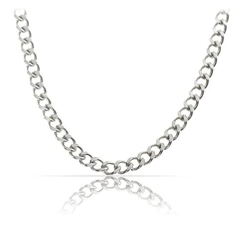 Zeitlich begrenztes Angebot: Made by Nami Halskette aus Edelstahl für Herren – Gliederkette/Panzerkette/Cuban Link – Robuster Herren Schmuck, Handmade, Verschiedene Längen & Farben (Silber 4mm) von 9.99 € auf 9.99 € (0.00% Rabatt)