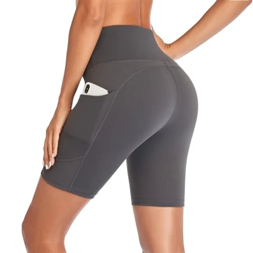 Oferta limitada: GIMDUMASA Pantalones Cortos Deporte Mujer Cintura Alta Shorts Leggins Pantalones Cortos de Yoga para Correr Gym Fitness Mallas Deportivos con Bolsillos Laterales GI371(Gris,m) de 14.99 EUR a 13.99 EUR (ahorro 7%)