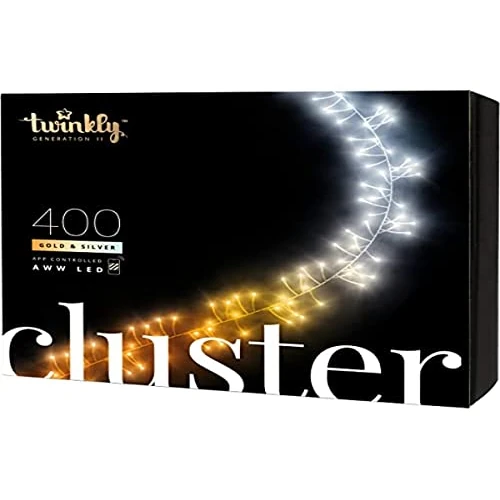 Oferta limitowana: Twinkly Cluster lampy LED z 400 diodami LED AWW (bursztyn, ciepła biel, zimna biel) - oświetlenie wewnętrzne i zewnętrzne - sterowane przez aplikację, czarny przewód, 6 m z 679.25 zł na 679.25 zł (oszczędź 0.00%)