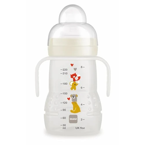 Zeitlich begrenztes Angebot: MAM 2-in-1 Flasche und Becher, ab 4 Monaten, 220 ml, mit extra weichem Mundstück und auslaufsicherem Sauger aus Skin Soft-Silikon, leicht anzunehmen, mit Griffen zum einfachen Halten, neutral, 1 Stück von 15.89 € auf 15.89 € (