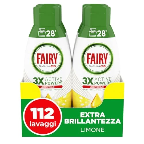 Offerta a tempo: Fairy Platinum Detersivo Lavastoviglie Gel Liquido, 112 Lavaggi. - 35% da 17.99 € a 11.76 €